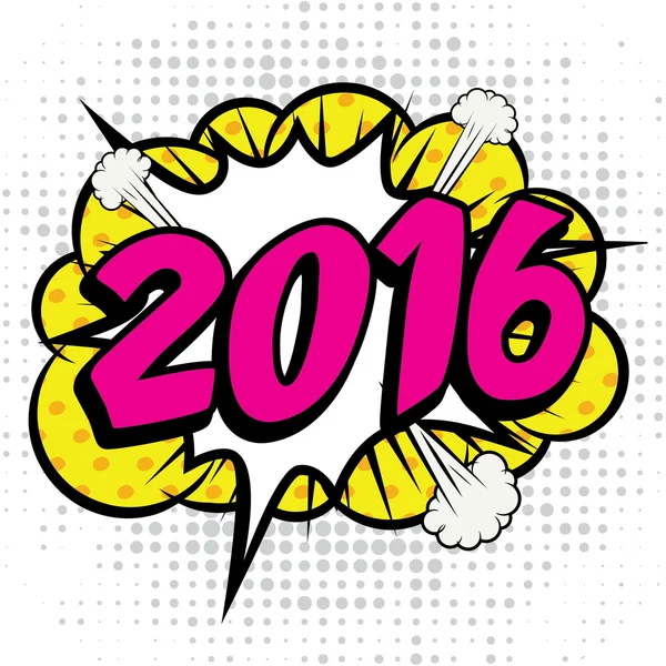 Ícone de quadrinhos Pop Art "2016 !" — Vetor de Stock
