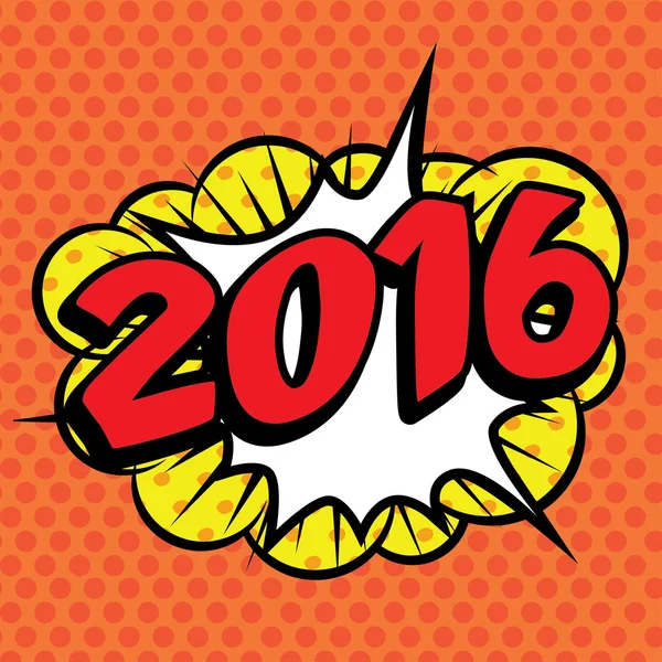 Pop Art comics ikonen "2016!" — Stock vektor