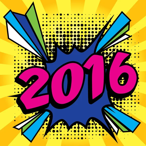 Pop アート コミック アイコン「2016!" — ストックベクタ