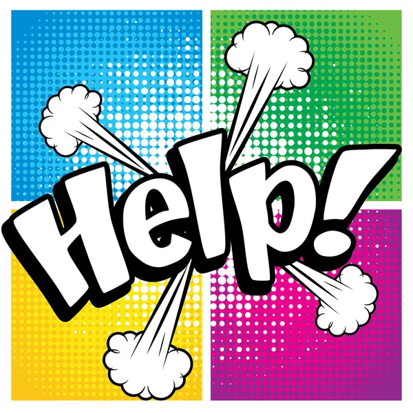 Ícone de quadrinhos Pop Art "Ajuda !". — Vetor de Stock