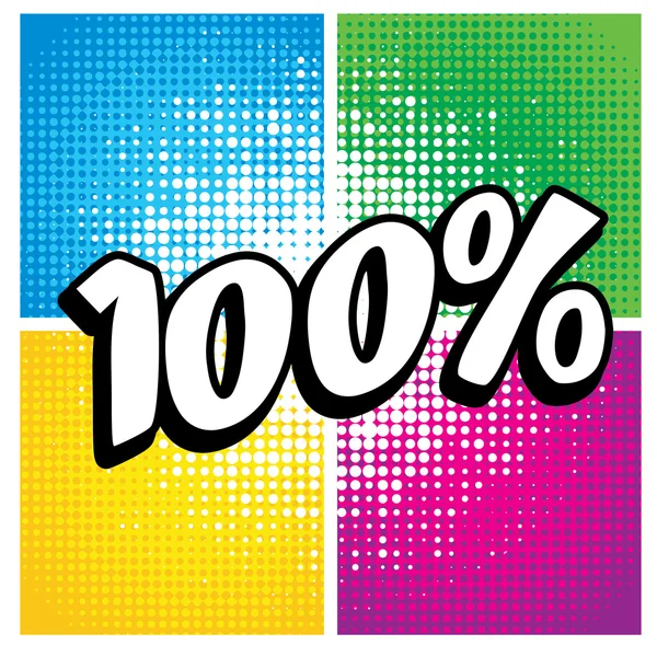 Pop Art comics icon "100%". — ストックベクタ