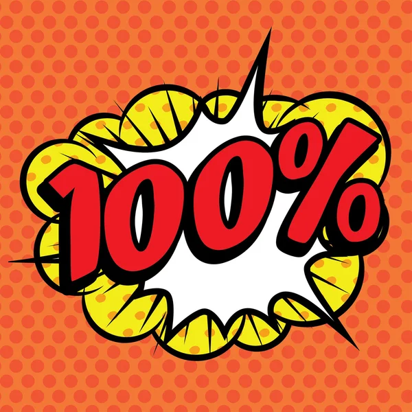 Pop Art comics icon "100%". — Stockový vektor