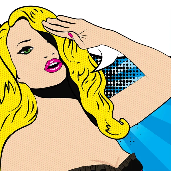 Popart vrouw Salute. — Stockvector