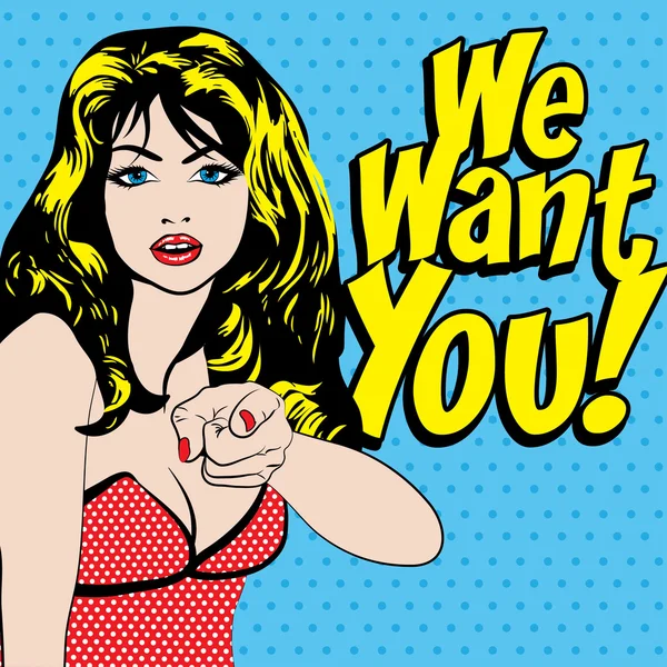 Woman - WE WANT YOU! — Stock Vector