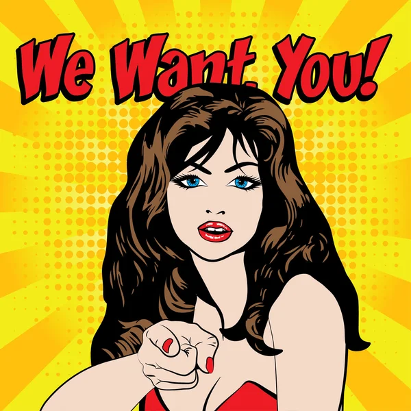 Woman - WE WANT YOU! — Stock Vector