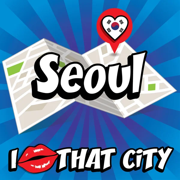 Σεούλ. Λατρεύω αυτή την πόλη. — Διανυσματικό Αρχείο