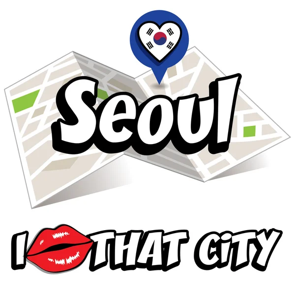 Seoul. Amo quella città . — Vettoriale Stock