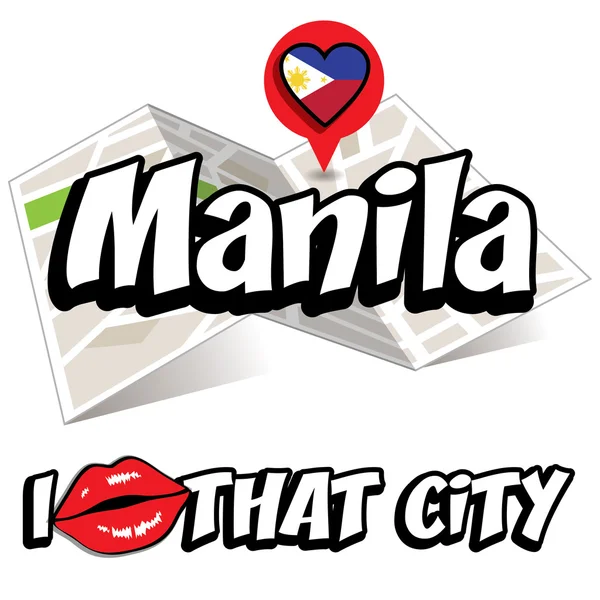 Manilla. Ik hou van die stad. — Stockvector