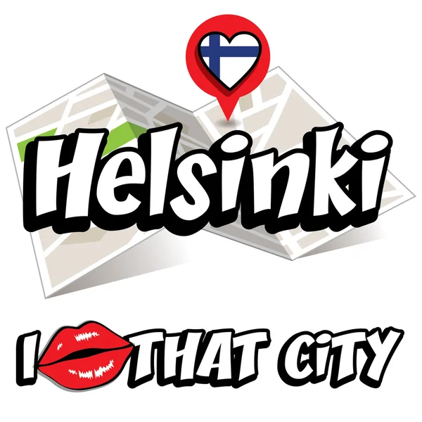 Helsinki. I Love That City. — Stock Vector