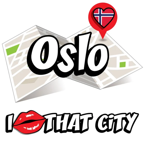Oslo. Me encanta esa ciudad . — Vector de stock