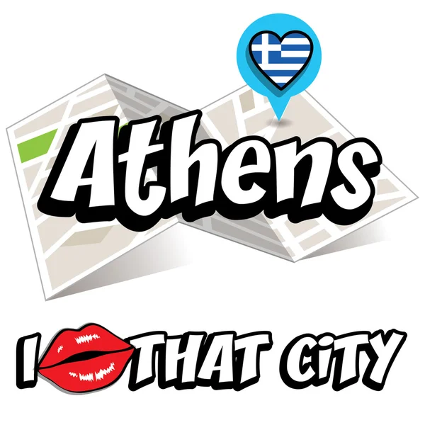 Atenas. Me encanta esa ciudad . — Vector de stock