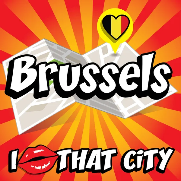 Bruselas. Me encanta esa ciudad — Vector de stock