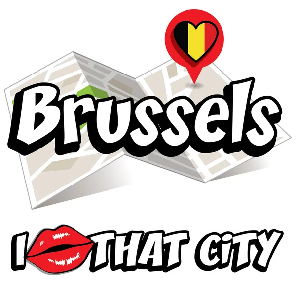 Bruselas. Me encanta esa ciudad — Vector de stock