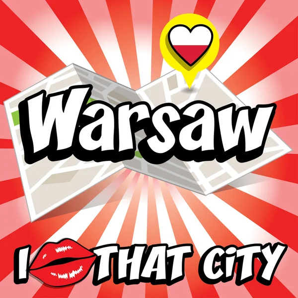 Βαρσοβία. Λατρεύω αυτή την πόλη. — Διανυσματικό Αρχείο