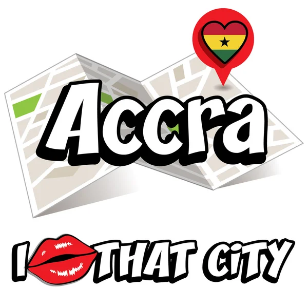 Accra. Kocham to miasto. — Wektor stockowy