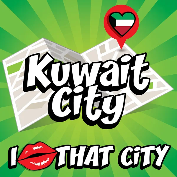 Kuwait-Stadt. Ich liebe diese Stadt. — Stockvektor