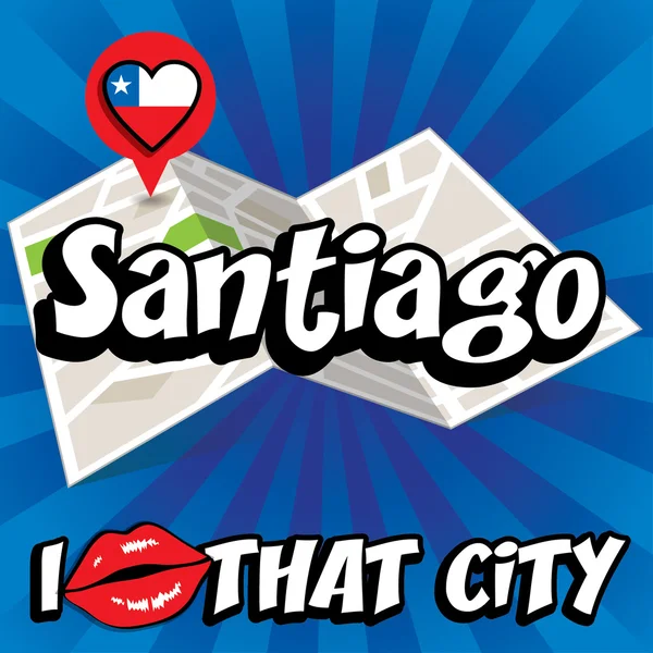 Santiago。私はその都市が大好き. — ストックベクタ