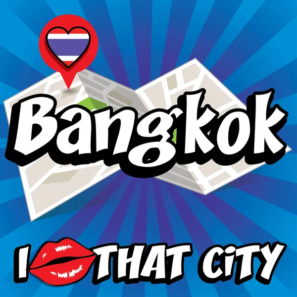 Bangkok. Amo quella città . — Vettoriale Stock