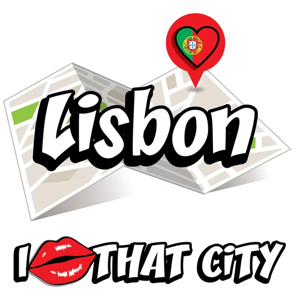 Lissabon. Ik hou van die stad — Stockvector