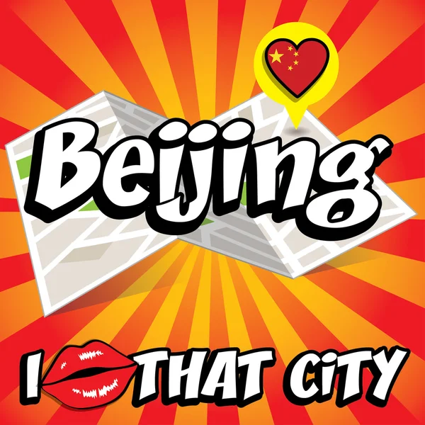 Beijing. I Love That City. — Stock Vector