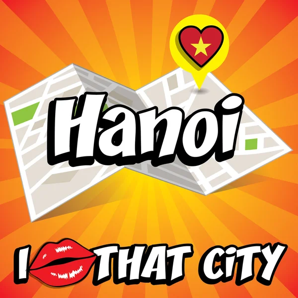 Hanoi. Amo quella città . — Vettoriale Stock