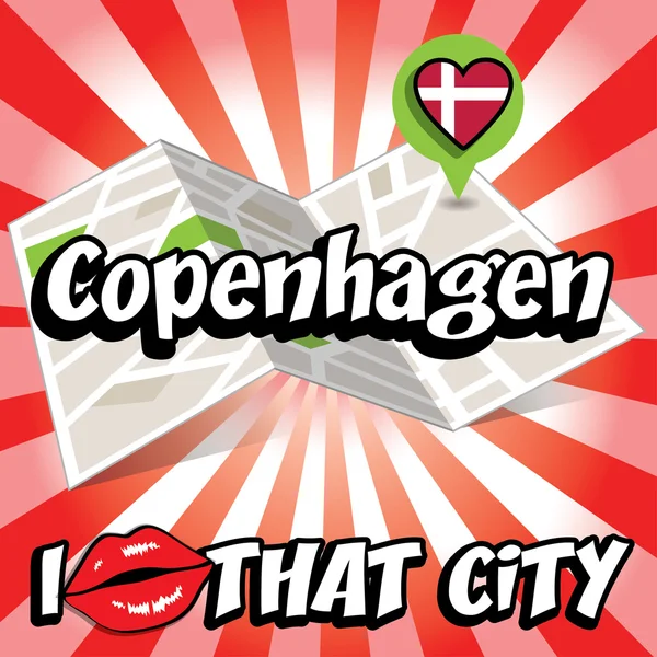 哥本哈根。我爱这座城市. — 图库矢量图片
