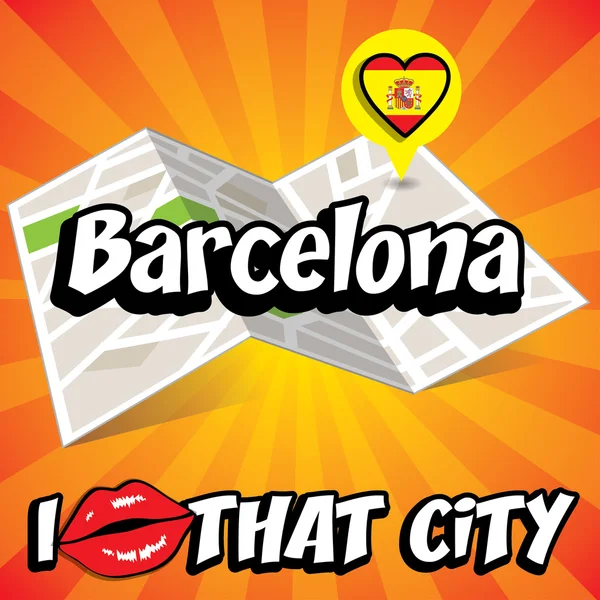 바르셀로나입니다. 내가 사랑 하는 그 도시. — 스톡 벡터