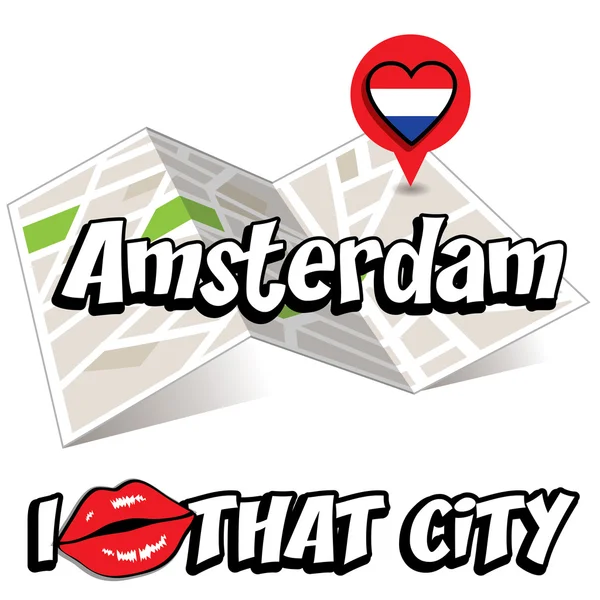 Amsterdam. Me encanta esa ciudad . — Vector de stock