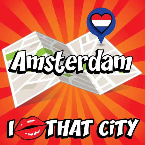 Amsterdam. Me encanta esa ciudad . — Vector de stock