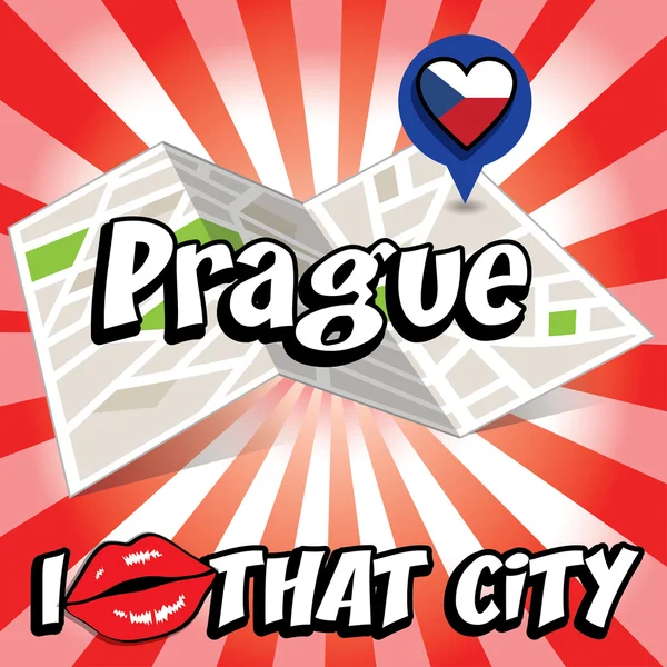 Praga. Amo quella città . — Vettoriale Stock