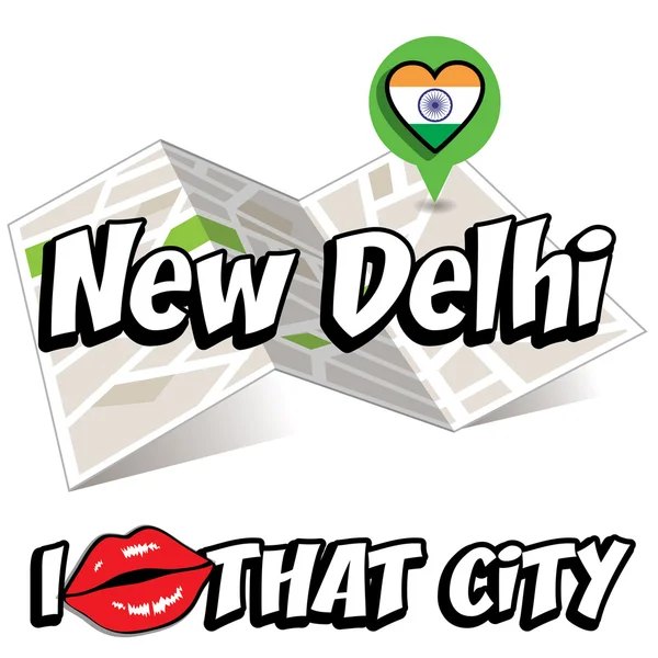 Nuova Delhi. Amo quella città . — Vettoriale Stock