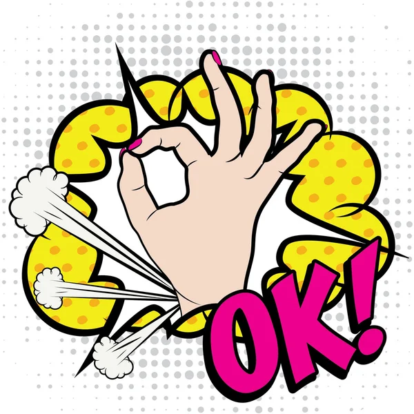 Woman hand. OK! sign. — Stock Vector