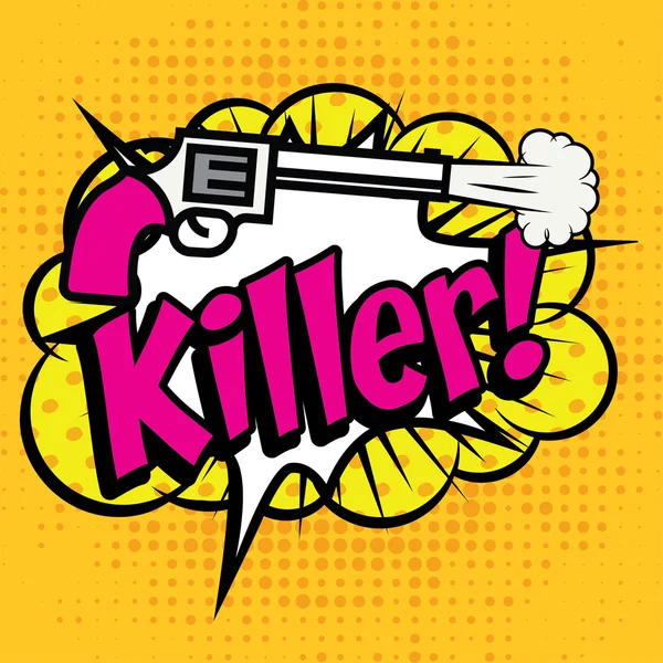 Pop Art comics icon "Killer!". — Stock Vector