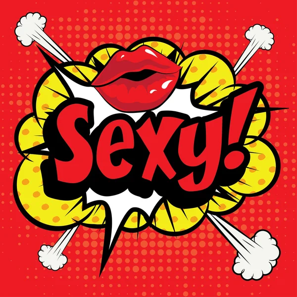 Pop Art comics icon "Sexy!". — Stock Vector