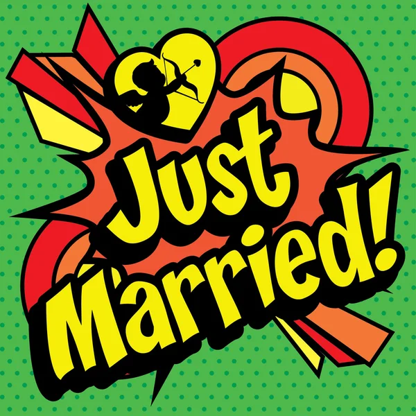 Ποπ τέχνη κόμικς - "μόλις παντρευτεί!". — Διανυσματικό Αρχείο