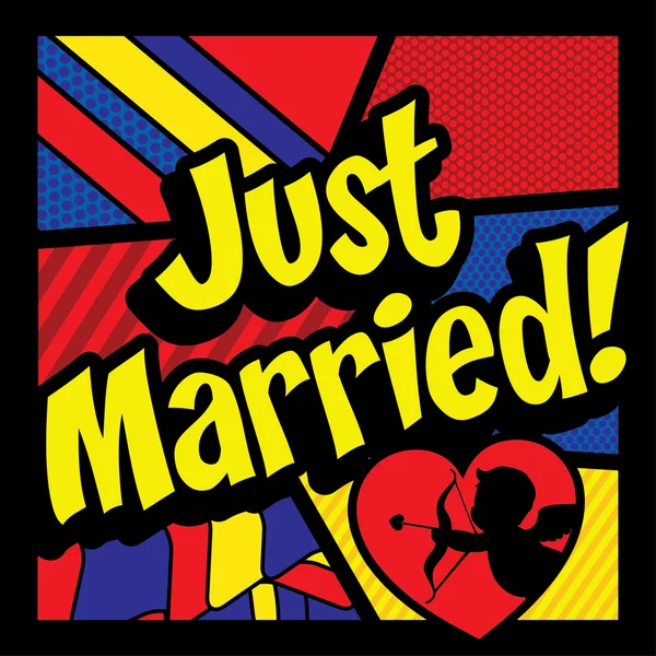 Banda desenhada Pop Art - "Just Married !". — Vetor de Stock