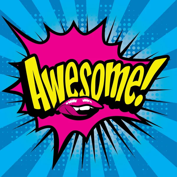 Pop-artu komiks ikonę "Awesome!". — Wektor stockowy
