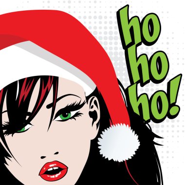 Woman with Christmas Santa hat clipart