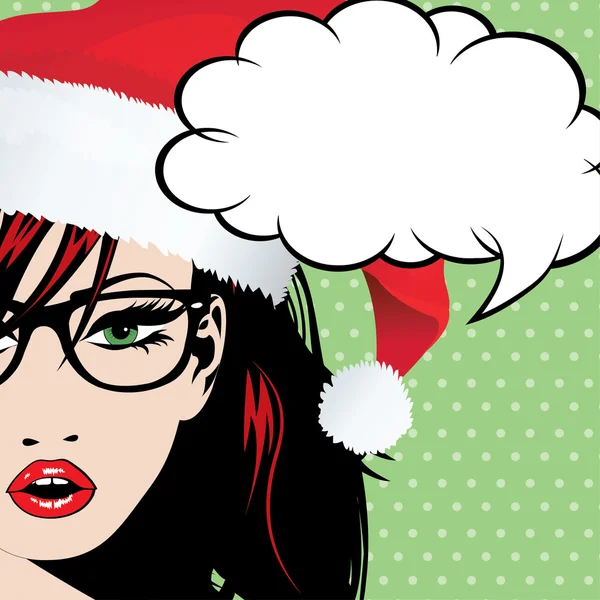 Noel Noel Baba şapkası olan kadın — Stok Vektör