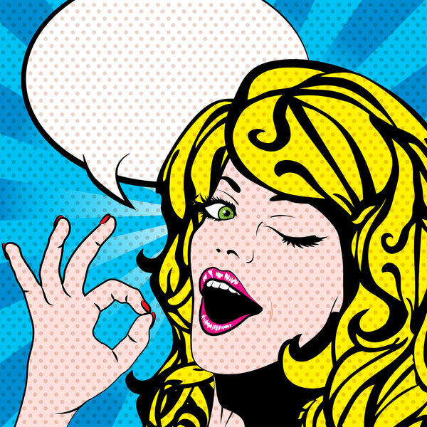 Pop Art Woman winks