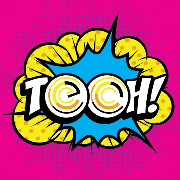 Pop Art comics icon "Tech!". — Stock Vector