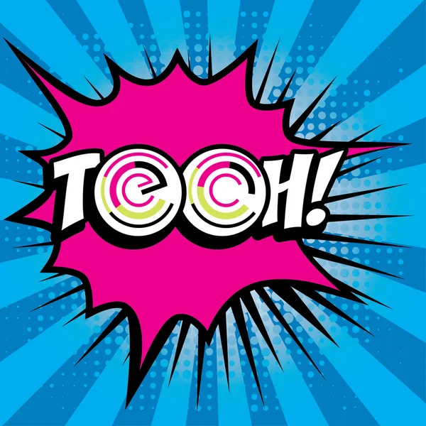 Pop Art comics icon "Tech!". — Stock Vector