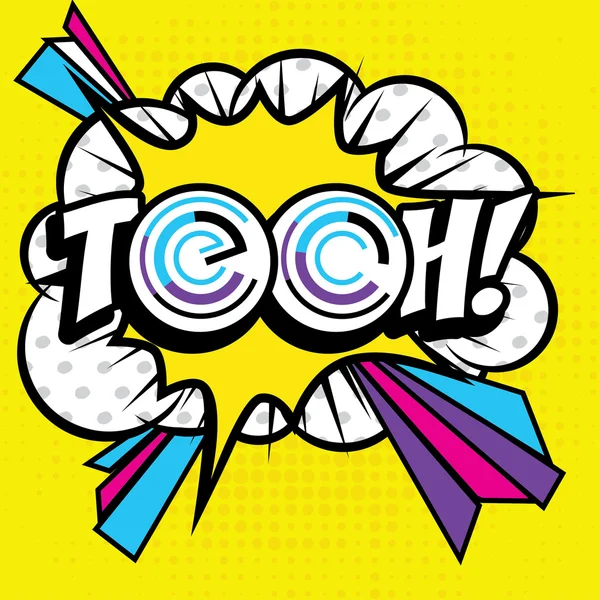 Pop Art comics icon "Tech!". — Stock Vector