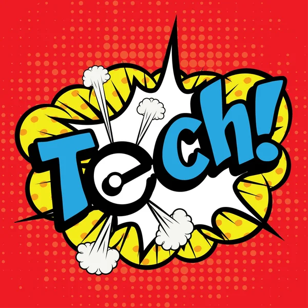 Pop Art Comics Ikone "tech!". — Stockvektor