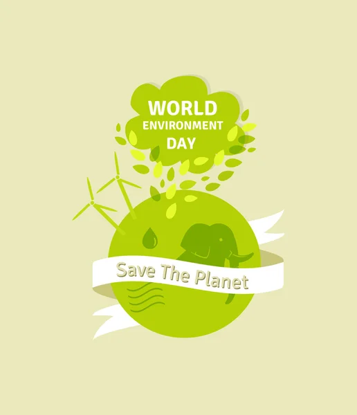 Ilustración vectorial del día mundial. Verde Eco Tierra . — Vector de stock
