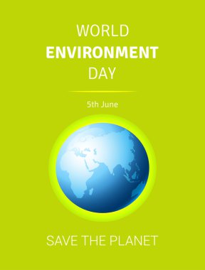 Dünya Çevre günü vektör kartı, poster küre ile.