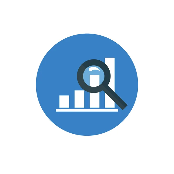 Icône analytique. Symbole graphique et loupe dans un style plat icône vectorielle de couleur ronde . — Image vectorielle