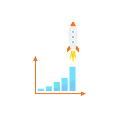 Roket başlangıç grafik iş simgesi - büyüme ve gelişme kavramı, vektör çizim git.