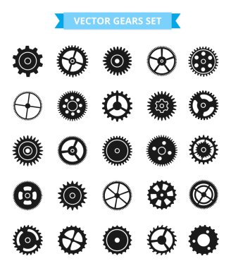 Icon Set dişli. İzole vites - vektör çizim.