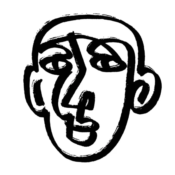 Jednoduchá ručně kreslená abstraktní souvislá tvář. Kreslení inkoustovým štětcem ve stylu abstraktnosti. Moderní styl Black and White Plakát. Klient vektorové ilustrace. — Stockový vektor